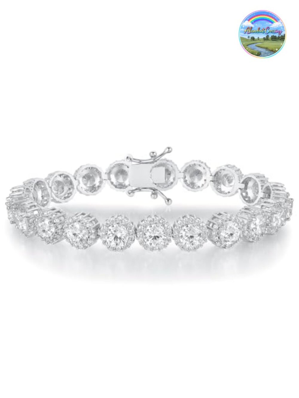 Tennis Bracelet 18K White Gold Plated Round Cubic Zirconia 8 Inch